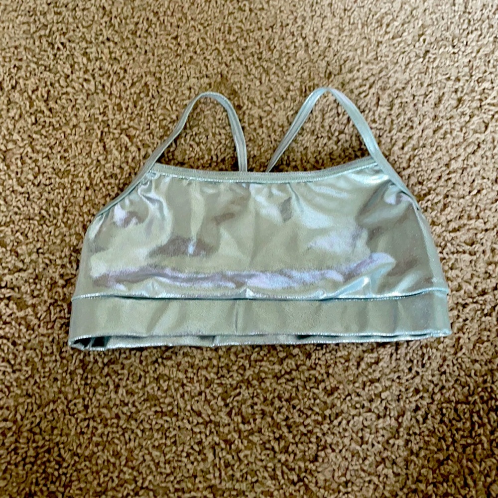 Silver metallic dance sports bra